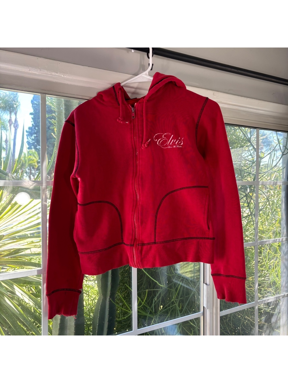 Elvis Fender red zip hoodie